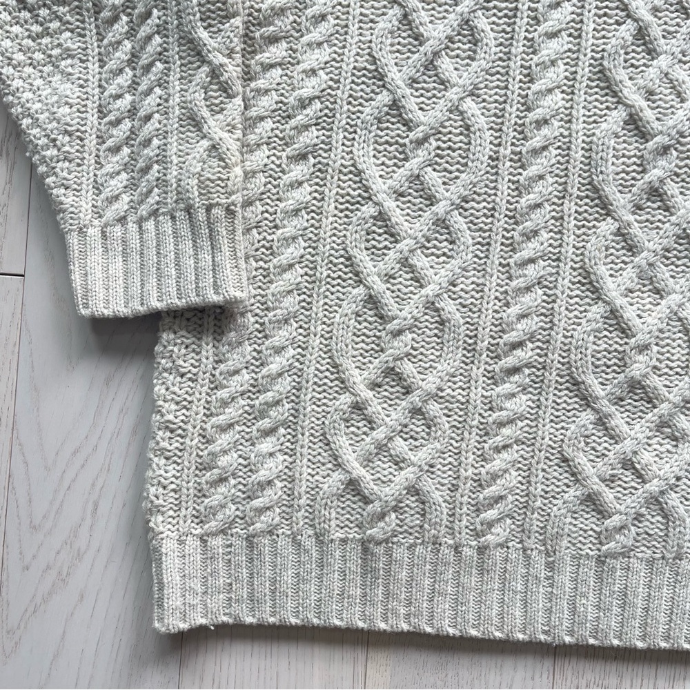 Vintage Doogan Donegal Cream 100% Wool Aran fisherman cable knit Irish sweater - Picture 3 of 13